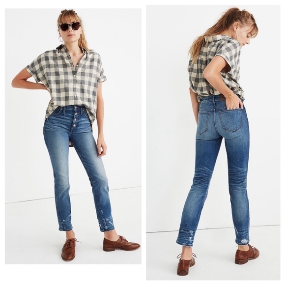 Madewell High Rise Slim Straight Jeans - Picture 1 of 14